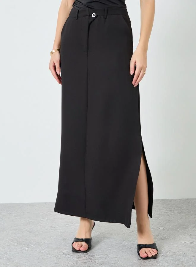 Women Black Straight Fit Maxi Skirt